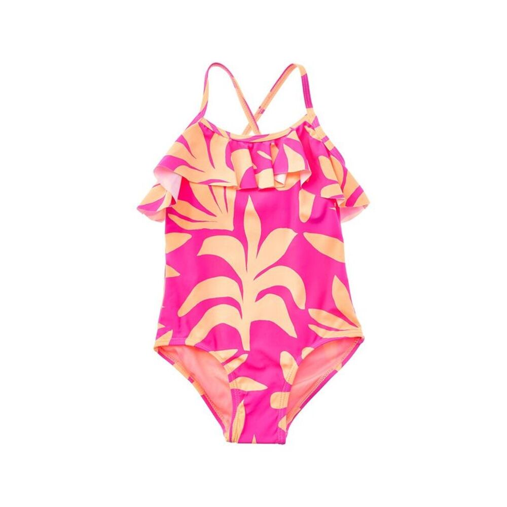 Beach Lingo Girls  Ruffle Crisscross Back One-Piece, Pink